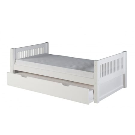 Gfancy Fixtures C113-TR Camaflexi Platform Bed with Trundle - Mission Headboard - White Finish GF1522736
